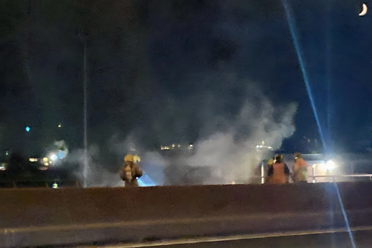 Autobrand op de A20